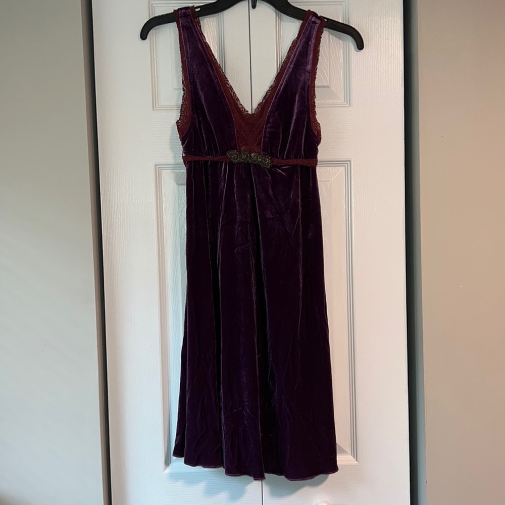 Free people velvet lace dress purple burgundy